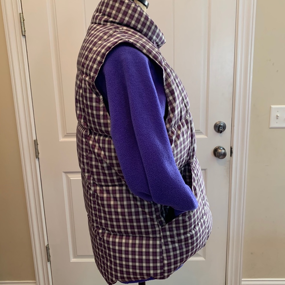 Land’s End Purple Plaid Down Filled Vest Sz Large - Picture 4 of 7